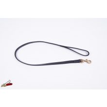 Extra bőr póráz fekete 18 mm x 1200 mm füllel / réz karabínerrel