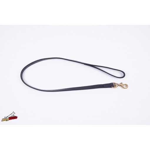 Extra bőr póráz fekete 18 mm x 1200 mm füllel / réz karabínerrel