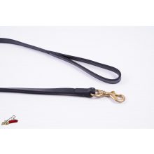 Extra bőr póráz fekete 18 mm x 1200 mm füllel / réz karabínerrel