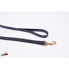 Extra bőr póráz fekete 18 mm x 1600 mm füllel/ réz karabínerrel