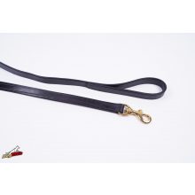 Extra bőr póráz fekete 18 mm x 2000 mm füllel/ réz karabínerrel