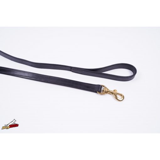 Extra bőr póráz fekete 18 mm x 2000 mm füllel/ réz karabínerrel