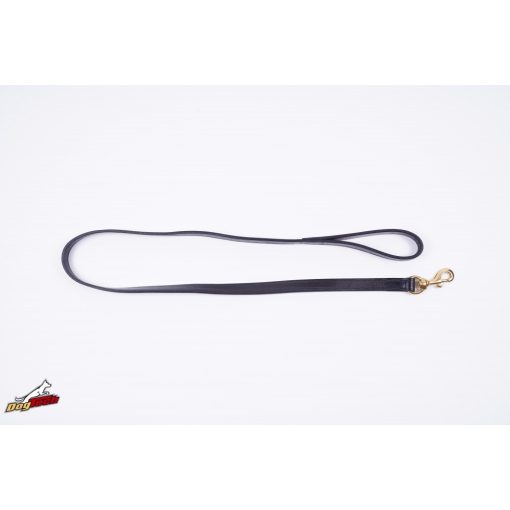 Extra bőr póráz fekete 20 mm x 1200 mm füllel/ réz karabínerrel