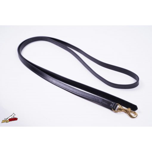Extra bőr póráz fekete 20 mm x 1600 mm fül nélkül/ réz karabínerrel