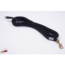 Dogtech fül nélküli 10 m fekete gumis póráz / réz karabiner
