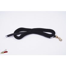 Dogtech fül nélküli 10 m fekete gumis póráz / réz karabiner