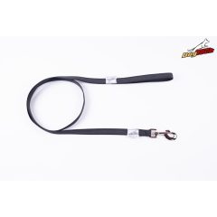   Dogtech füles 150 cm fekete gumis póráz / normál karabiner
