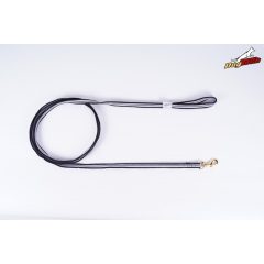 Dogtech füles 3 m fekete gumis póráz / réz karabiner