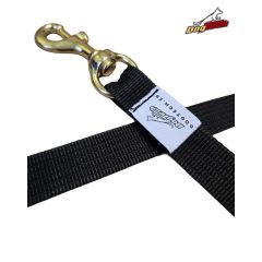   25 mm x 2 m bordás heveder póráz füllel, réz karabinerrel fekete